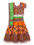 Banjara India Kutchi Embroidered Orange Girls Chaniya Choli with Dupatta (CC1-BWR) - Orange