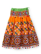 Banjara India Kutchi Embroidered Orange Girls Chaniya Choli with Dupatta (CC1-BWR) - Orange