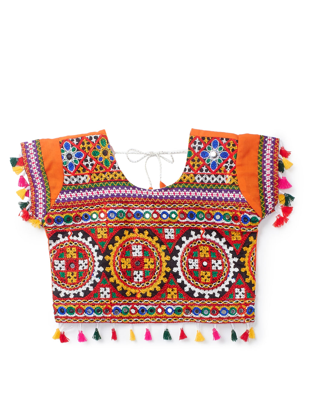 Banjara India Kutchi Embroidered Orange Girls Chaniya Choli with Dupatta (CC1-BWR) - Orange