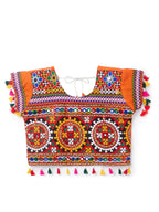 Banjara India Kutchi Embroidered Orange Girls Chaniya Choli with Dupatta (CC1-BWR) - Orange