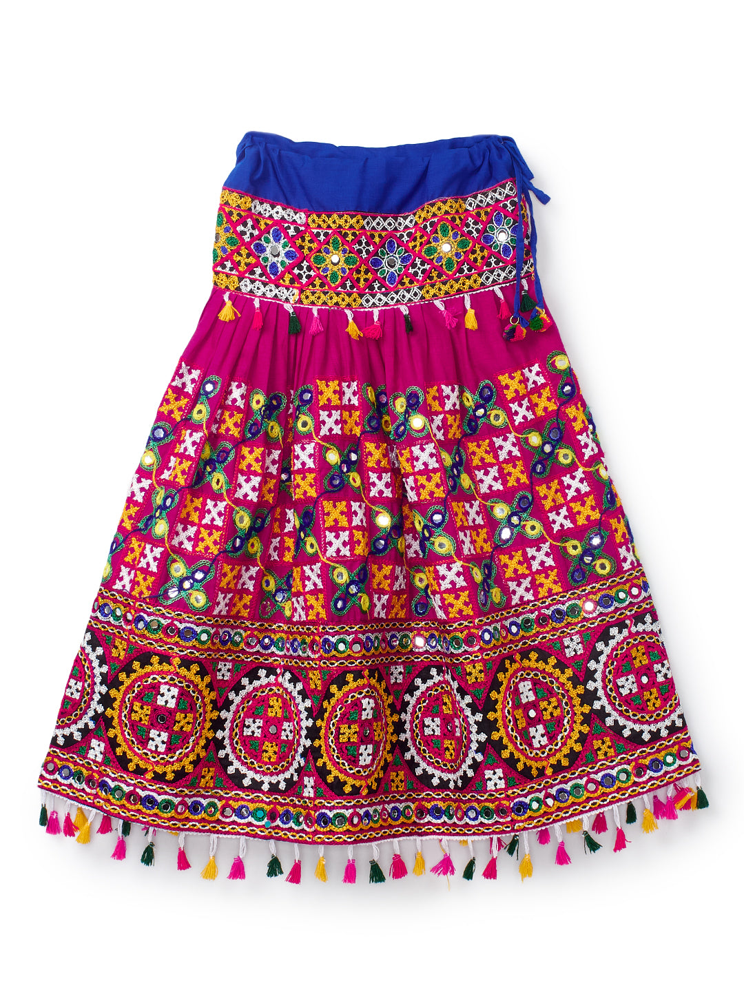 Banjara India Kutchi Embroidered Pink Girls Chaniya Choli with Dupatta (CC1-BWR) - Pink
