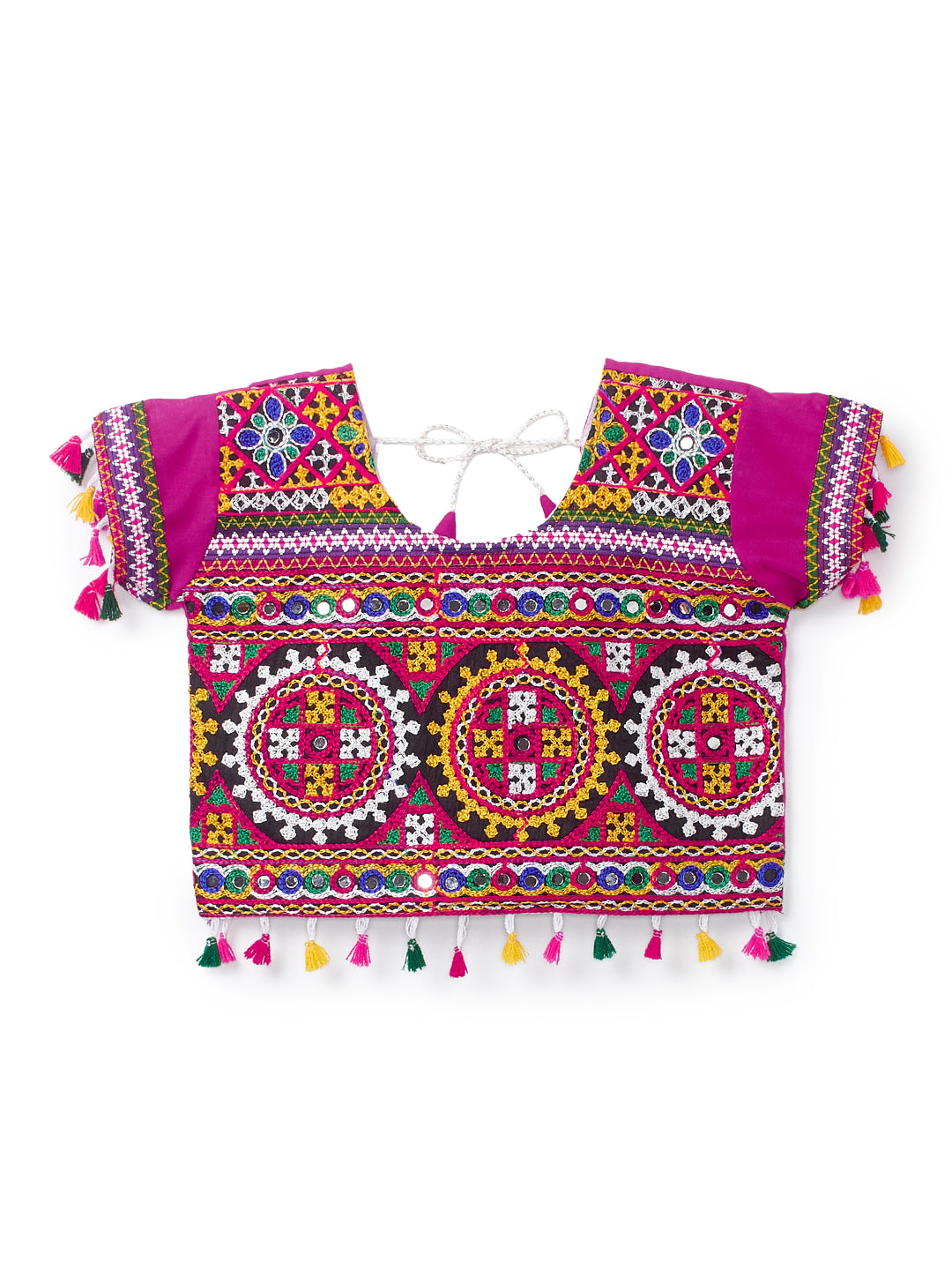 Banjara India Kutchi Embroidered Pink Girls Chaniya Choli with Dupatta (CC1-BWR) - Pink