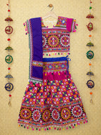 Banjara India Kutchi Embroidered Pink Girls Chaniya Choli with Dupatta (CC1-BWR) - Pink