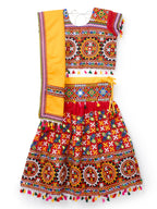 Banjara India Kutchi Embroidered Girls Chaniya Choli with Dupatta (CC1-BWR) - Red
