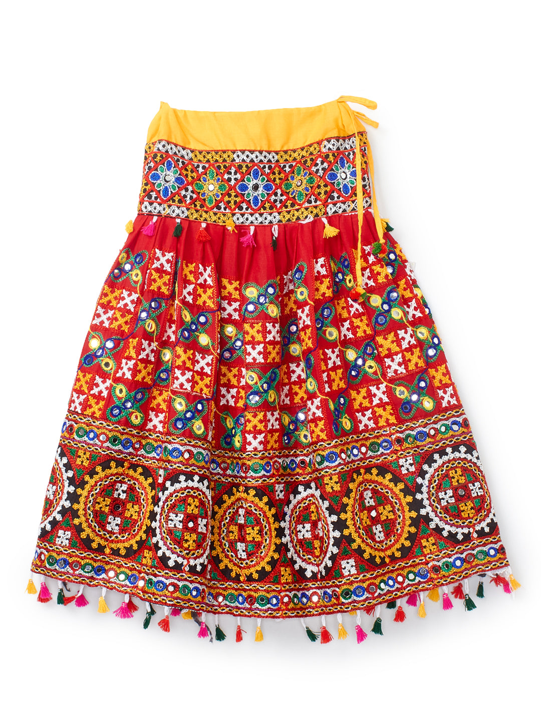 Banjara India Kutchi Embroidered Girls Chaniya Choli with Dupatta (CC1-BWR) - Red