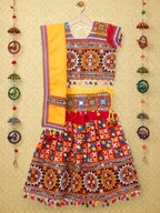 Banjara India Kutchi Embroidered Girls Chaniya Choli with Dupatta (CC1-BWR) - Red
