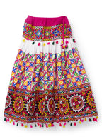 Banjara India Kutchi Embroidered Girls Chaniya Choli with Dupatta (CC1-BWR) - White