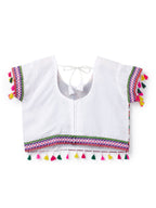 Banjara India Kutchi Embroidered Girls Chaniya Choli with Dupatta (CC1-BWR) - White