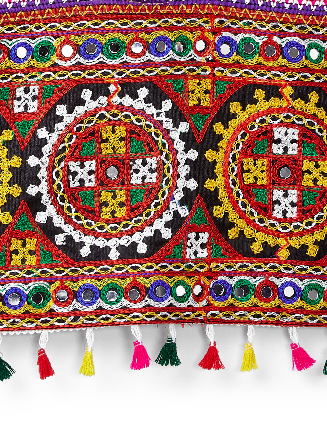 Banjara India Kutchi Embroidered Girls Chaniya Choli with Dupatta (CC1-BWR) - White