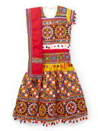 Banjara India Kutchi Embroidered Yellow Girls Chaniya Choli with Dupatta (CC1-BWR) - Yellow
