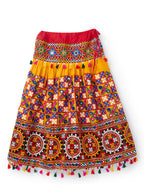 Banjara India Kutchi Embroidered Yellow Girls Chaniya Choli with Dupatta (CC1-BWR) - Yellow