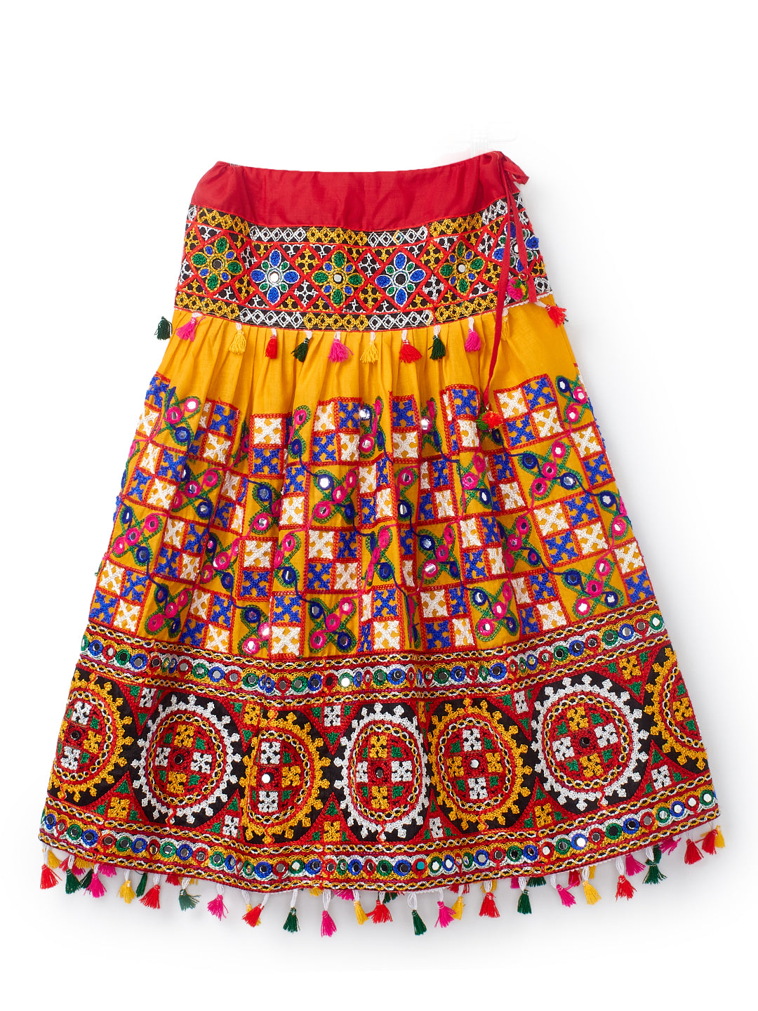 Banjara India Kutchi Embroidered Yellow Girls Chaniya Choli with Dupatta (CC1-BWR) - Yellow