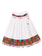 Banjara India Kutchi Emboidered Black Girls Chaniya Choli with Dupatta (CC1-POP) - White