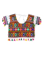 Banjara India Kutchi Emboidered Black Girls Chaniya Choli with Dupatta (CC1-POP) - White