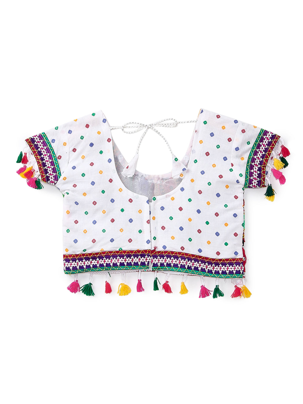 Banjara India Kutchi Emboidered Black Girls Chaniya Choli with Dupatta (CC1-POP) - White