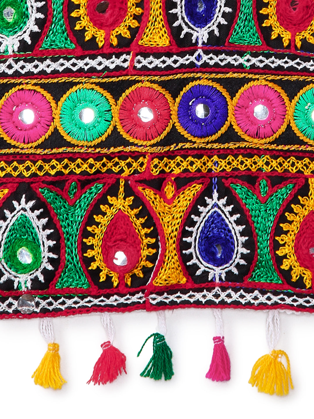 Banjara India Kutchi Emboidered Black Girls Chaniya Choli with Dupatta (CC1-POP) - White