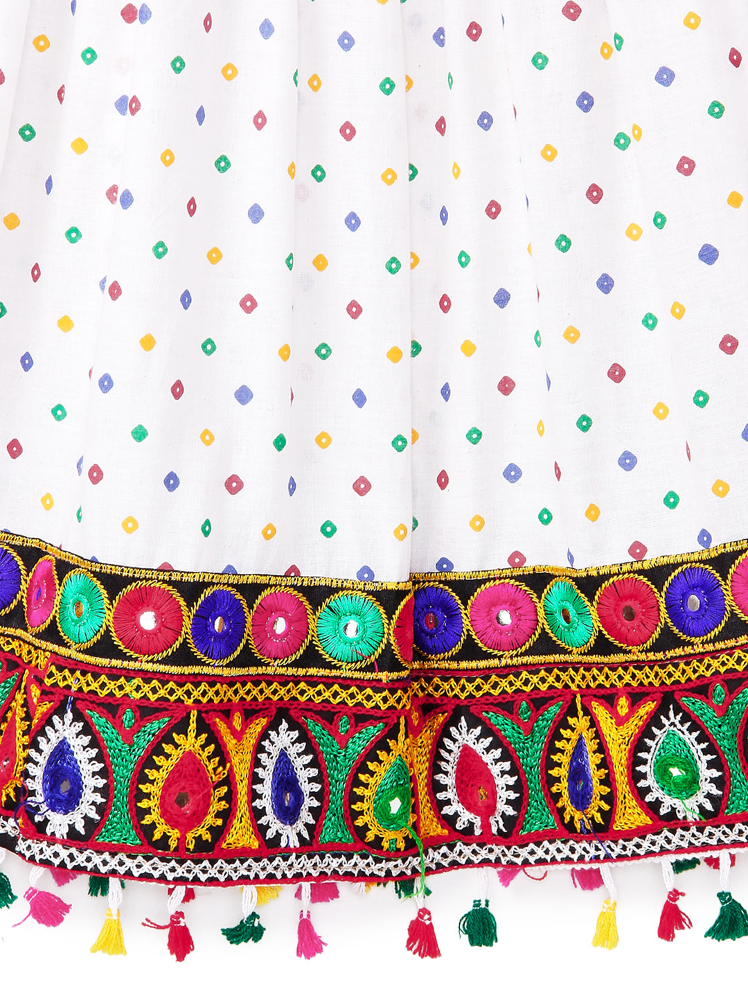 Banjara India Kutchi Emboidered Black Girls Chaniya Choli with Dupatta (CC1-POP) - White