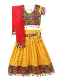 Banjara India Kutchi Emboidered Black Girls Chaniya Choli with Dupatta (CC1-POP) - Yellow