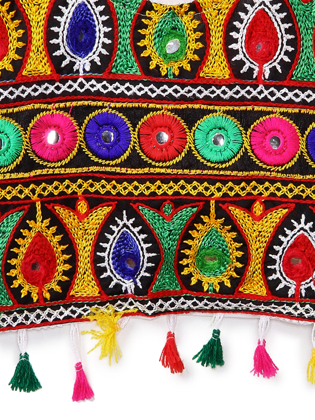 Banjara India Kutchi Emboidered Black Girls Chaniya Choli with Dupatta (CC1-POP) - Yellow