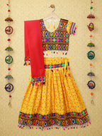 Banjara India Kutchi Emboidered Black Girls Chaniya Choli with Dupatta (CC1-POP) - Yellow