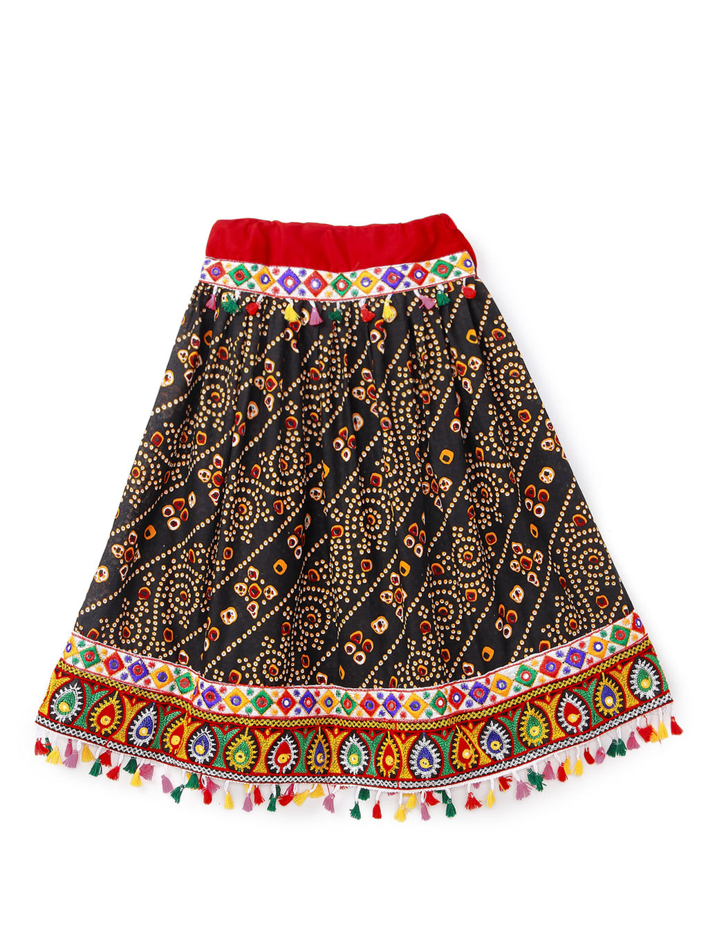 Banjara India Kutchi Emboidered Black Girls Chaniya Choli with Dupatta (CC1-RJS) - Black