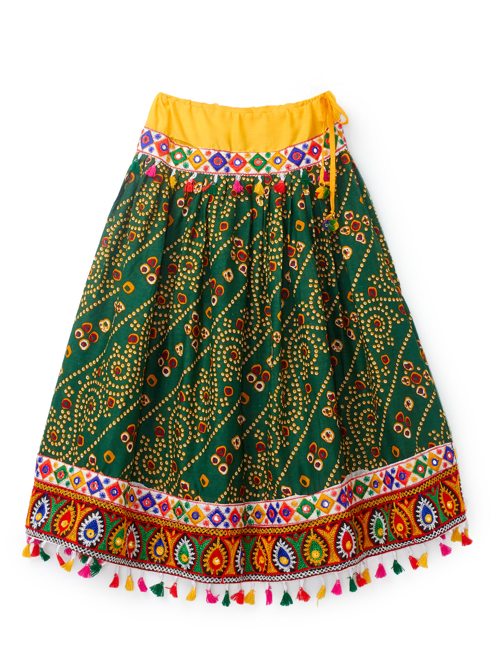Banjara India Kutchi Emboidered Black Girls Chaniya Choli with Dupatta (CC1-RJS) - Green