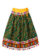 Banjara India Kutchi Emboidered Black Girls Chaniya Choli with Dupatta (CC1-RJS) - Green