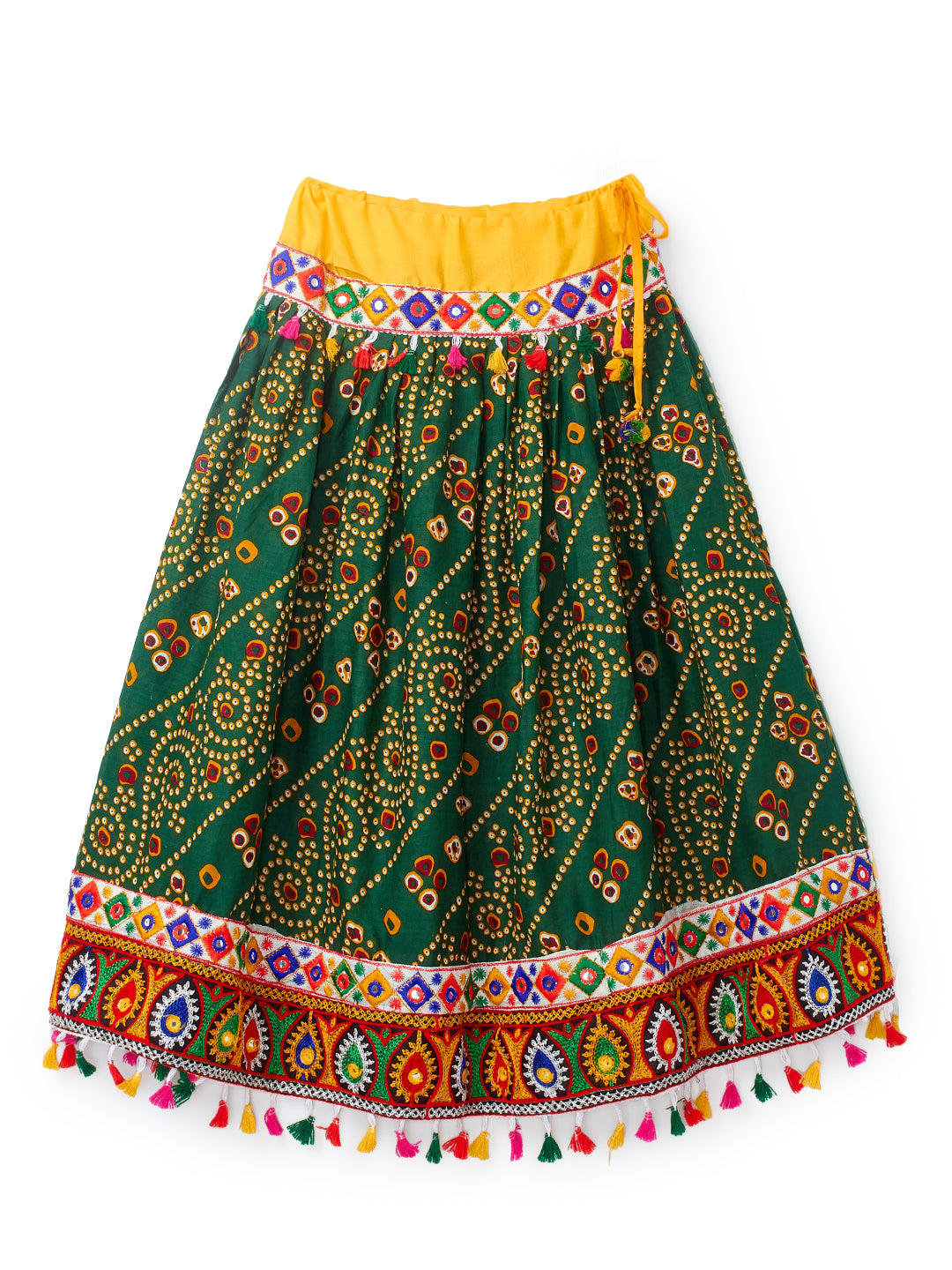 Banjara India Kutchi Emboidered Black Girls Chaniya Choli with Dupatta (CC1-RJS) - Green