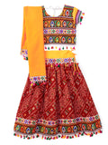 Banjara India Kutchi Emboidered Black Girls Chaniya Choli with Dupatta (CC1-RJS) - Red