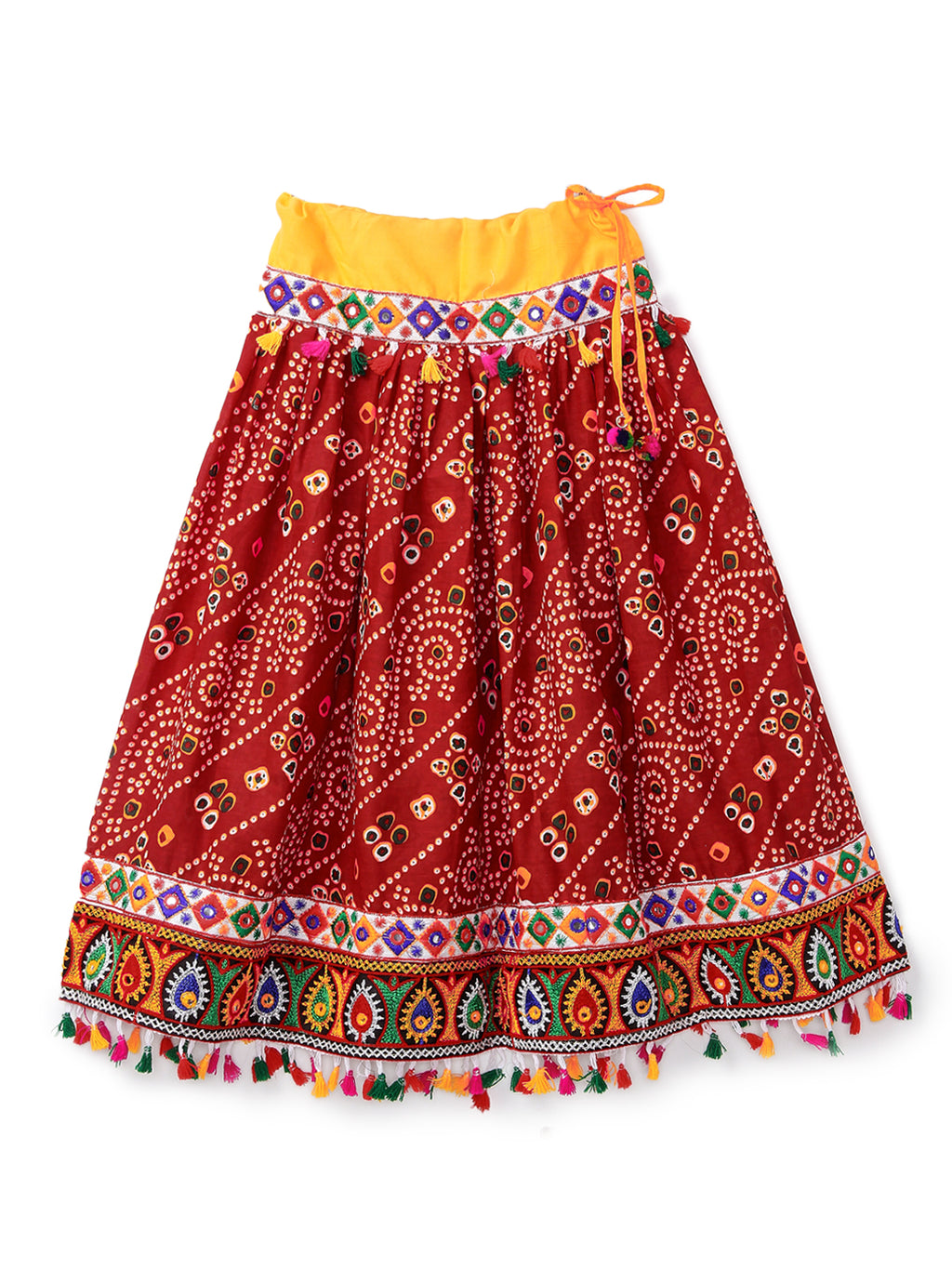 Banjara India Kutchi Emboidered Black Girls Chaniya Choli with Dupatta (CC1-RJS) - Red