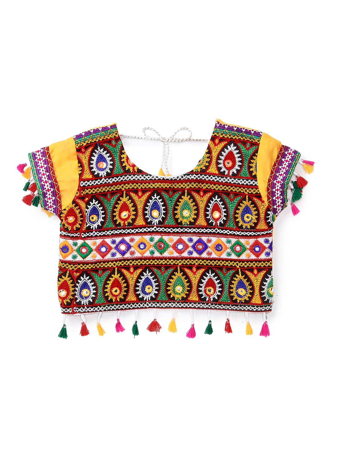 Banjara India Kutchi Emboidered Black Girls Chaniya Choli with Dupatta (CC1-RJS) - Red