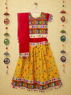 Banjara India Kutchi Emboidered Black Girls Chaniya Choli with Dupatta (CC1-RJS) - Yellow