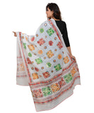 Banjara India Women's Pure Cotton Aari Embroidery & Foil Mirrors Dupatta (Chakachak) White - CHK02 - Banjara India