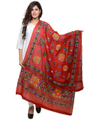 Banjara India Women's Pure Cotton Aari Embroidery & Foil Mirrors Dupatta (Chakachak) Red - CHK03 - Banjara India
