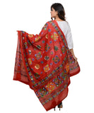 Banjara India Women's Pure Cotton Aari Embroidery & Foil Mirrors Dupatta (Chakachak) Red - CHK03 - Banjara India