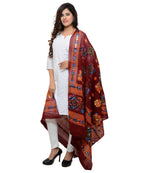 Banjara India Women's Pure Cotton Aari Embroidery & Foil Mirrors Dupatta (Chakachak) Maroon - CHK04 - Banjara India
