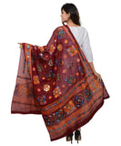 Banjara India Women's Pure Cotton Aari Embroidery & Foil Mirrors Dupatta (Chakachak) Maroon - CHK04 - Banjara India