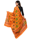 Banjara India Women's Pure Cotton Aari Embroidery & Foil Mirrors Dupatta (Chakachak) Light Orange - CHK07 - Banjara India