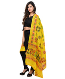 Banjara India Women's Pure Cotton Aari Embroidery & Foil Mirrors Dupatta (Chakachak) Lemon Yellow - CHK08 - Banjara India