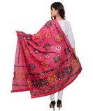 Banjara India Women's Pure Cotton Aari Embroidery & Foil Mirrors Dupatta (Chakachak) Pink - CHK09 - Banjara India