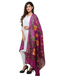 Banjara India Women's Pure Cotton Aari Embroidery & Foil Mirrors Dupatta (Chakachak) Magenta Violet - CHK10 - Banjara India