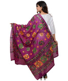 Banjara India Women's Pure Cotton Aari Embroidery & Foil Mirrors Dupatta (Chakachak) Magenta Violet - CHK10 - Banjara India