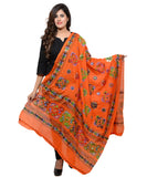 Banjara India Women's Pure Cotton Aari Embroidery & Foil Mirrors Dupatta (Chakachak) Tangy Orange - CHK11 - Banjara India