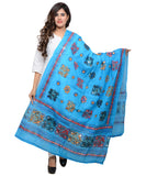 Banjara India Women's Pure Cotton Aari Embroidery & Foil Mirrors Dupatta (Chakachak) Turquoise Blue- CHK13 - Banjara India