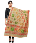 Banjara India Women's Pure Cotton Aari Embroidery & Foil Mirrors Dupatta (Chakachak) Beige - CHK14 - Banjara India