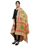 Banjara India Women's Pure Cotton Aari Embroidery & Foil Mirrors Dupatta (Chakachak) Beige - CHK14 - Banjara India