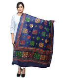 Banjara India Women's Pure Cotton Aari Embroidery & Foil Mirrors Dupatta (Chakachak) Navy Blue - CHK15 - Banjara India