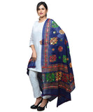 Banjara India Women's Pure Cotton Aari Embroidery & Foil Mirrors Dupatta (Chakachak) Navy Blue - CHK15 - Banjara India