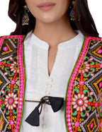 Cotton Kutchi Embroidered Short Jacket/Koti/Shrug (CJK-01) -Black