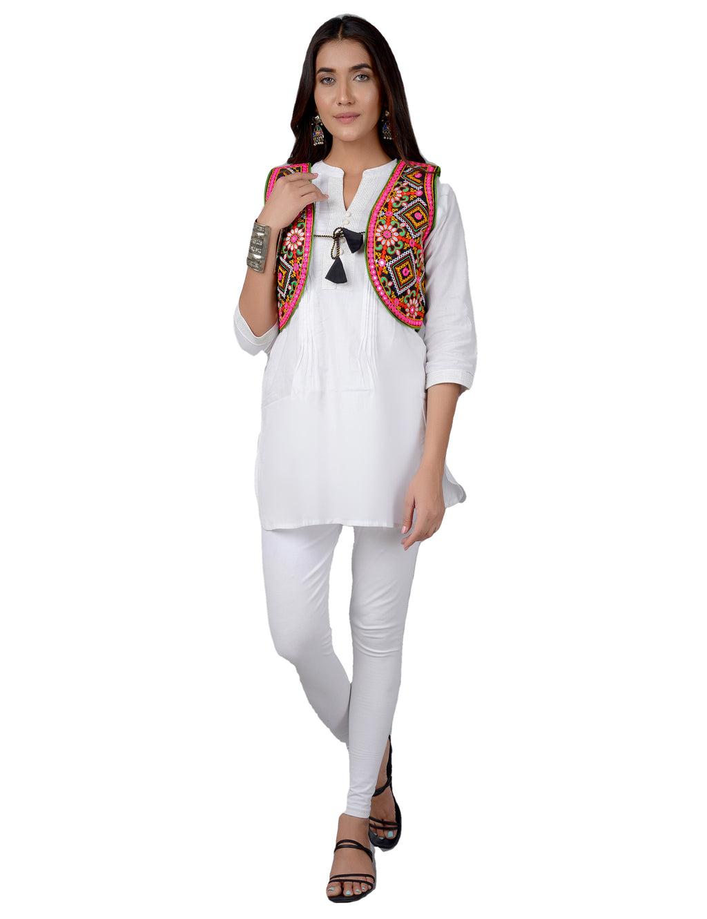 Cotton Kutchi Embroidered Short Jacket/Koti/Shrug (CJK-01) -Black